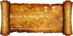Kulik Krisztián névjegykártya